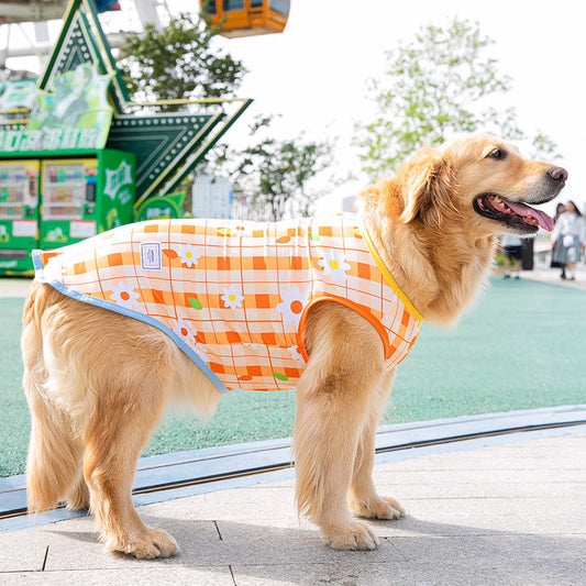 Big dog summer thin section full printed vest Labrador golden retriever summer style medium large dog summer clothes