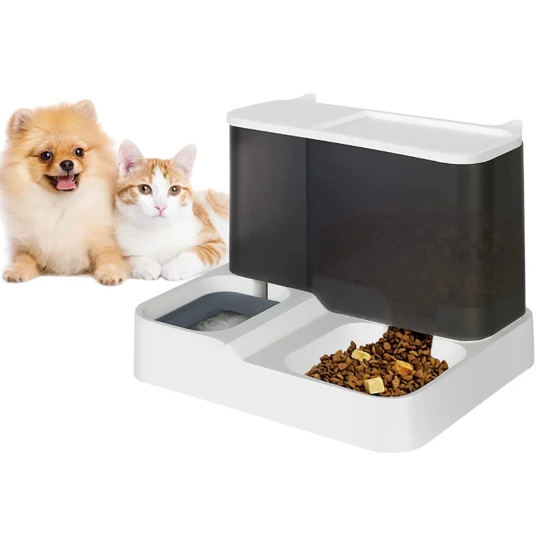 Outamateur Automatic Cat Feeder Waterer Set Cat Food Water Dispenser for Small Dogs Pets, Auto Gravity Travel Pet Food Water Bow